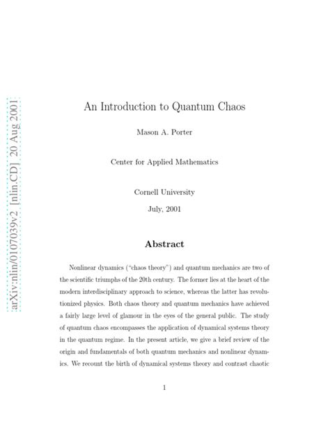 An Introduction to the Quantum Chaos: Exploring the Intersection of ... 