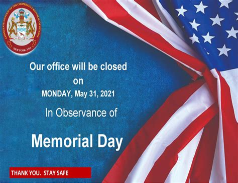 Closed For Memorial Day Sign Image