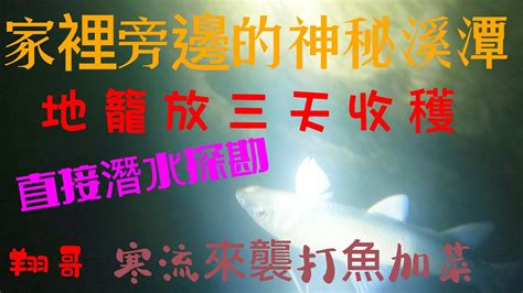 《家裡旁神秘溪潭》地籠放三天結果岸上看很厲害還是直接下潛打魚探勘比較快 生態豐富魚蝦滿滿釣魚好點 寒流出發 Youtube