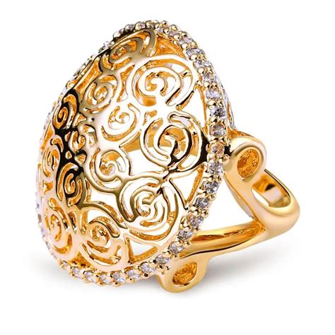 Gold Filled Jewelry Natural Stone Ring Wedding Designer Fashion Ouro