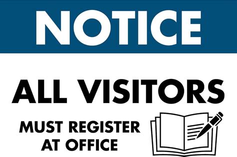 Notice All Visitors Register Sign Metal Tin Sign 8x12 Inches Caution