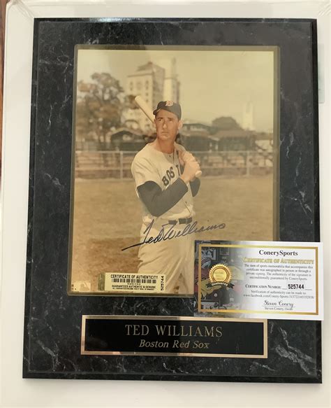 Ted Williams Boston Red Sox Autographed X Photo Plaque Etsy