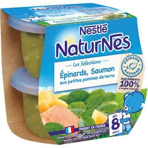 Nestlé Naturnes Epinards Saumon Pommes de Terre Pot Bébé Dès 8 mois