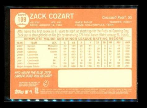 Topps Heritage Rookie Baseball Card Zack Cozart Cincinnati