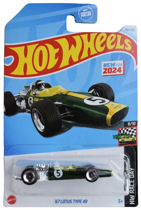Amazon Hot Wheels 67 Lotus Type 49 HW Race Day 8 10 Green 188 250 Toys Games