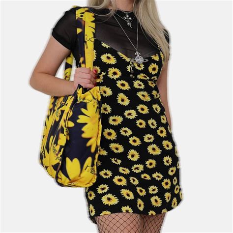 SUNFLOWER DRESS 🌻 - These yellow sunflower floral... - Depop