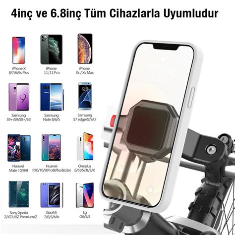 Polham Motosiklet Bisiklet Scooter İçin Gidon Uyumlu Telefon Tutucu