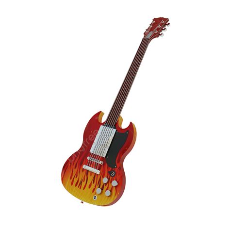 Electric Guitar With Flame Pattern Guitar Music Instrument PNG