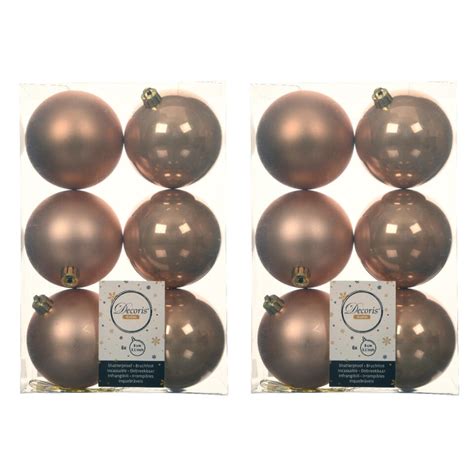 Decoris Kerstballen 6 Stuks Kunststof Toffee Bruin 8 Cm Leen