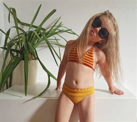 Baby Bikini Girls Swimsuit Crochet Baby Bathing Suit Size Etsy