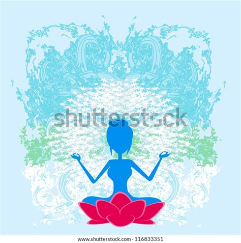 Yoga Girl Lotus Position Stock Vector Royalty Free 116833351