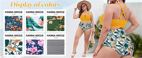 Amazon Hanna Nikole Plus Size Bathing Suit For Women Front Strappy High Waist Bikini Sets