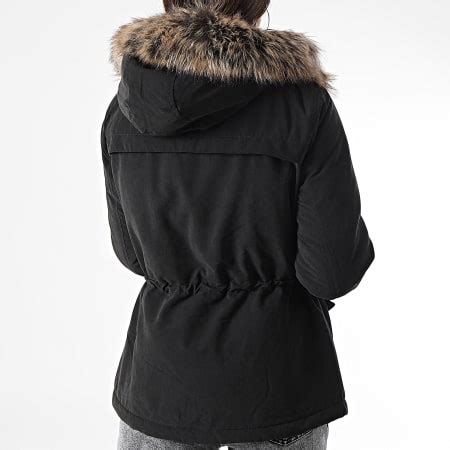 Only Parka Con Capucha De Piel Para Mujer Starline Negro Ryses