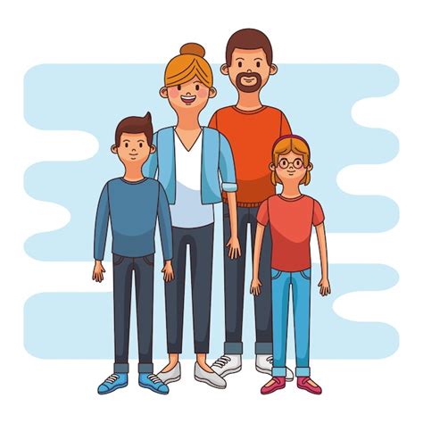 Premium Vector Parents With Son And Daugther Cartoon Vector