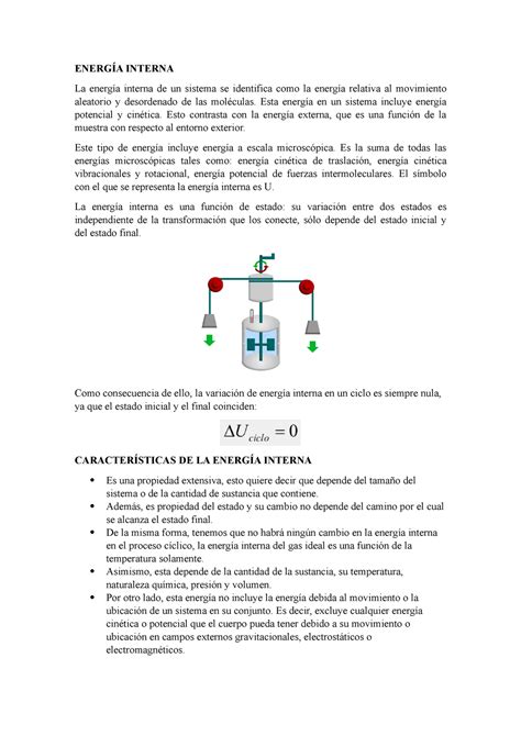 Energ A Interna Trabajo Energ A Interna La Energ A Interna De Un