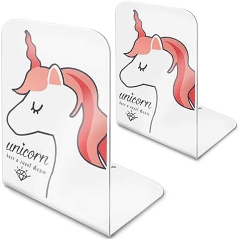 Amazon.com: Minimalist Bookends,Cute Unicorn Bookends,White Bookends,Aesthetic Bookends,Book ...