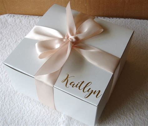 Empty Personalized Bridesmaid Proposal Box With Ribbon 8x8x4 White