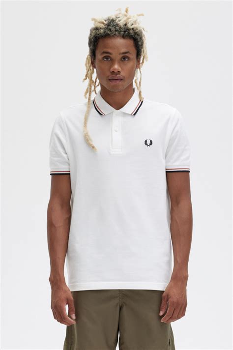 Fred Perry White Twin Tipped Polo Shirt Luxinabox