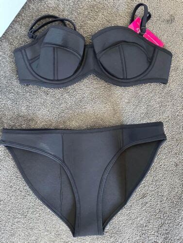 Bnwt Bra Society Black Neoprene Scuba Bikini Size M Ebay Australia