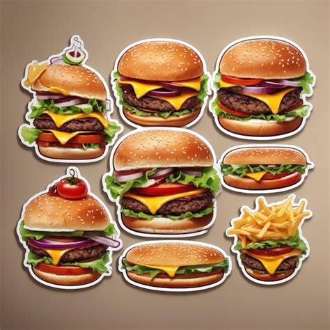 Premium AI Image | Vector burger stickers illustration