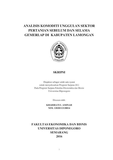 Pdf Analisis Komoditi Unggulan Sektor Pertanian Eprints Undip Ac Id