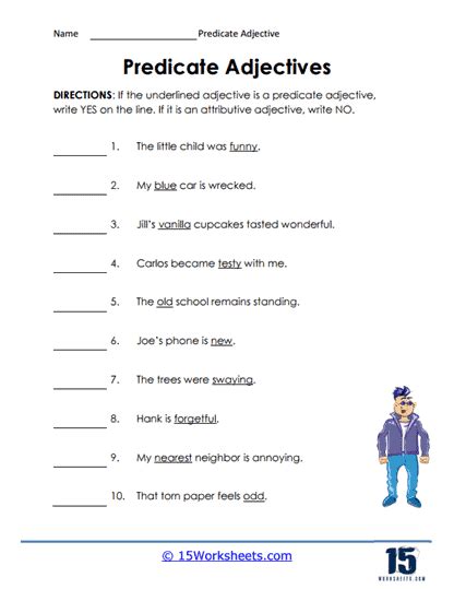 Predicate Adjectives Worksheets Worksheets Worksheets Library