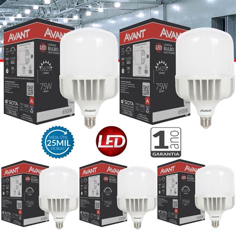 Kit L Mpada Led Bulbo Hp Luz Branco K E Bivolt Rcio