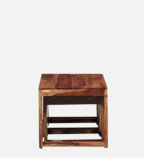 Buy Avian Sheesham Wood Nesting Coffee Table Set In Rustic Teak Finish