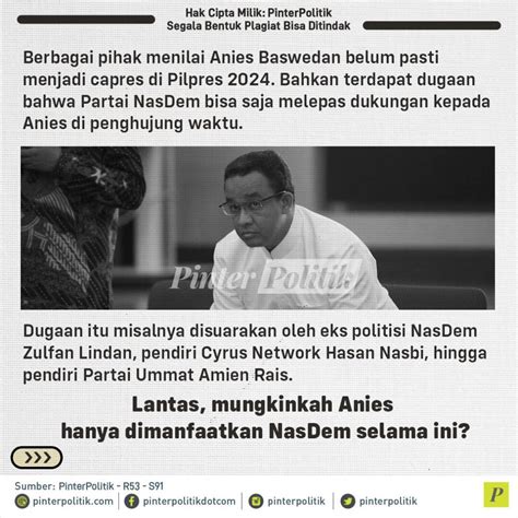 Gagal Nyapres Anies Hanya Dimanfaatkan NasDem