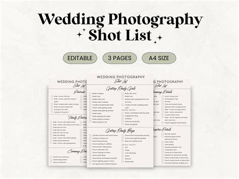Wedding Photography Shot List, Wedding Photographer Check List