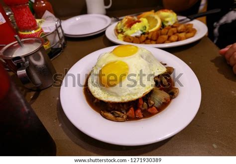 Loco Moco Traditional Hawaiian Cuisine Burger Stock Photo 1271930389