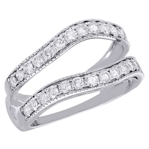 14k White Gold Diamond Enhancer Wrap Jacket Milgrain Edged Wedding Ring