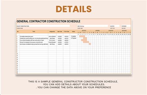 General Contractor Construction Schedule Template in Excel, Google ...