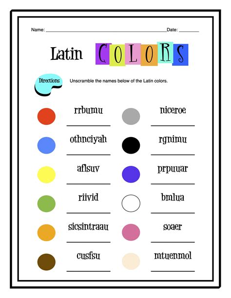 Latin Colors Worksheet Packet | Made By Teachers