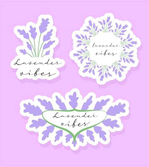 Lavender Sticker Set Cute Vector Notebook Label Clip Art Lavender