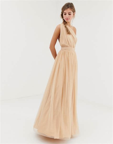 Asos Design Tulle One Shoulder Maxi Dress Multi Modesens