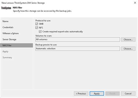 Step Specify Nas Access Options Storage System Snapshot