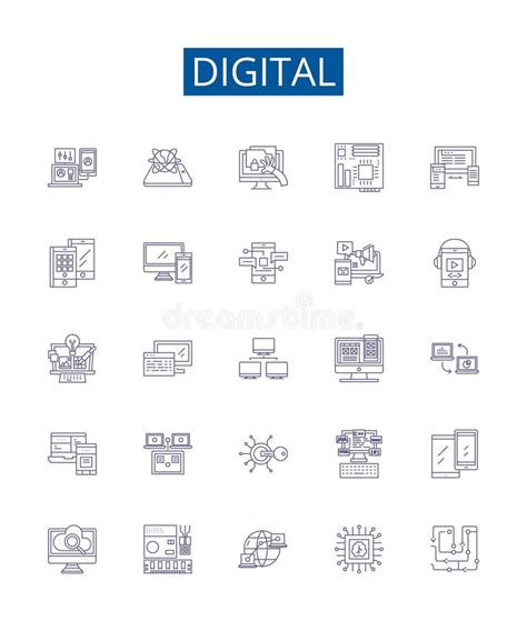 Digital Line Icons Signs Set Design Collection Of Digital Technology