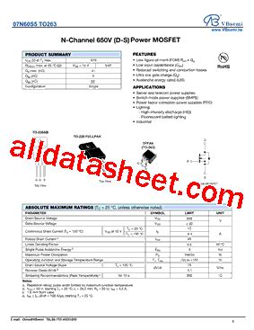 07N60S5 Datasheet(PDF) - VBsemi Electronics Co.,Ltd