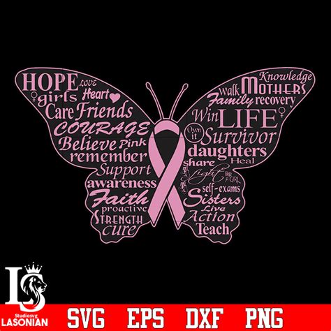 Butterfly Breast Cancer Awareness Quotes Svg Eps Dxf Png File Lasoniansvg