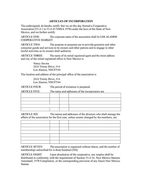 Articles Of Incorporation 47 Templates For Any State ᐅ Templatelab