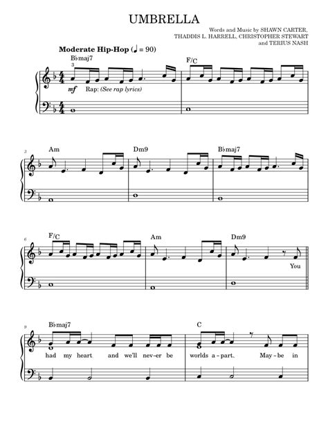 Play Official Version Of Umbrella Sheet Music By Rihanna For Piano