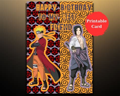 Printable Anime Birthday Card For Best Friend Cool Anime Etsy