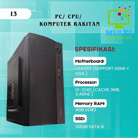 Jual Cpu Rakitan Pc Rakitan Intel Core I Ram Ddr Gb Ssd Gb