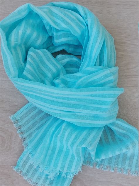 Light Blue Scarf Spring Scarf Natural Linen Scarf Pure Etsy