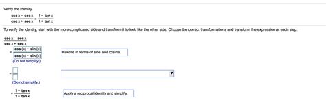 Solved Verify The Identity Csc X Secx Tan X Csc X Chegg