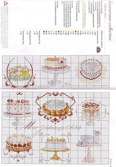 Cross Stitch Patterns For Cakes And Pies Are Shown In The Same