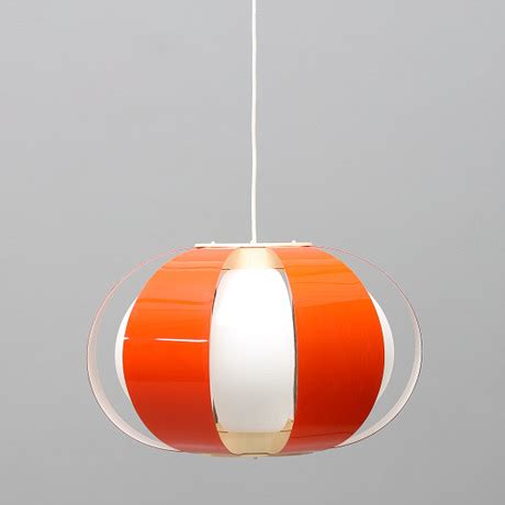 TAKLAMPA Orange Och Vit Plast 1960 70 Tal Belysning Lampor