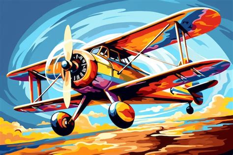 Premium Photo Colorful Vintage Biplane Many Of The Different Colors