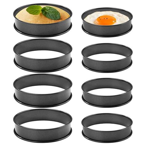 8 Pack Crumpet Rings NONSTICK English Muffin Stainless Steel Double